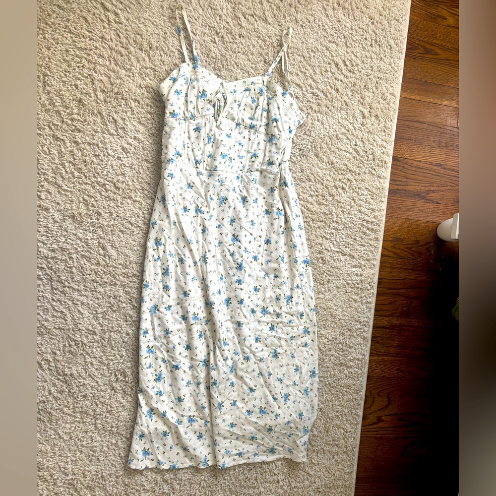 White floral long dress